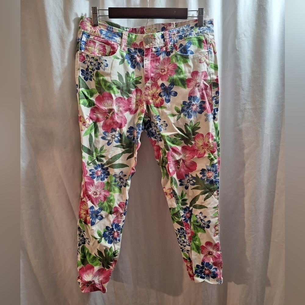 U.S. Polo Assn. Floral Skinny Ankle Pants - Pink & Green & Blue